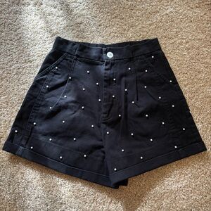 Custom Pearl Black Denim Women's Shorts